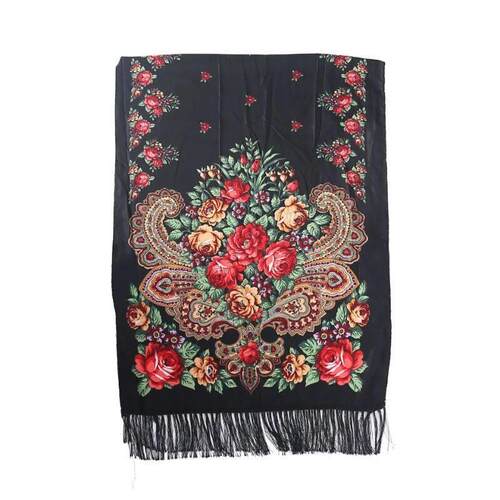 190x65cm Ethnic Women Scarf Long Floral Print Ukrainian Embr