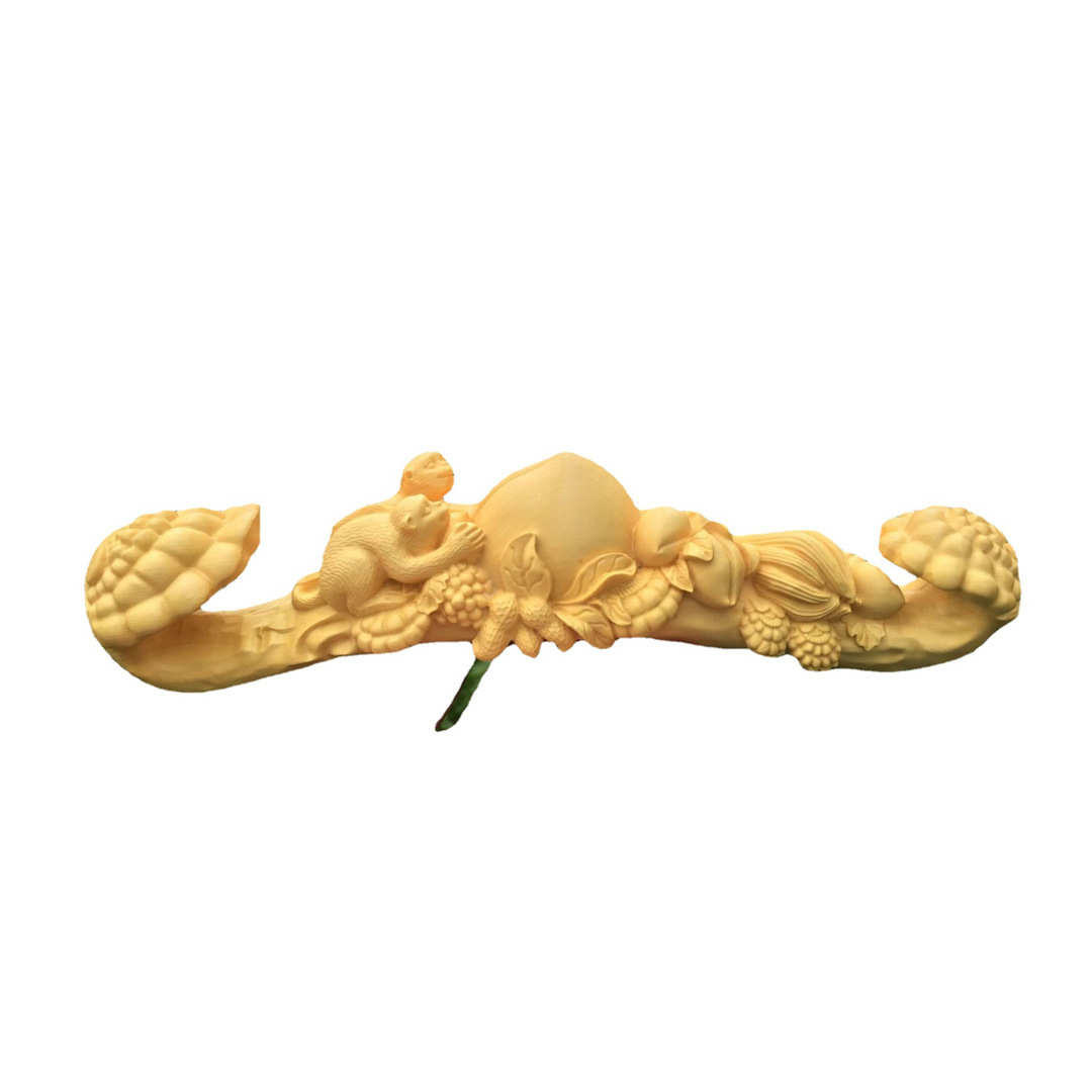 黄杨木雕猴桃瑞寿如意摆件实木质生日贺寿祝寿礼品工艺品