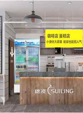 穗凌立式冷柜 LG4-900M2/W风冷无霜保鲜冰柜 双门饮料冷藏展示柜