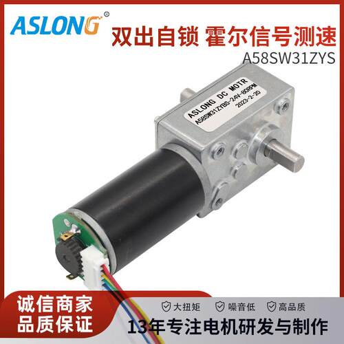 A58SW1ZYBS蜗轮蜗杆减速电机5840-1ZY双出霍尔编码微型自锁马达