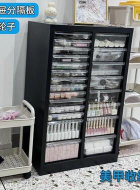美甲收4纳柜美甲店甲油胶式多HLL层平底a文件柜抽屉式带轮品落地