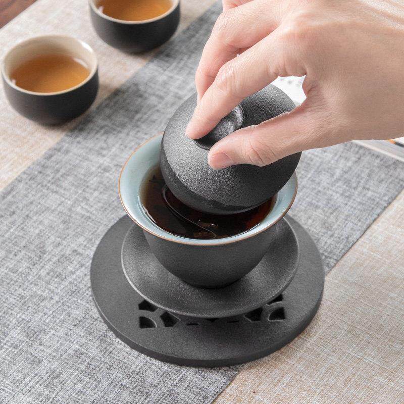 南山先生 禅风黑陶盖碗陶瓷泡茶碗粗陶手抓盖碗功夫茶具茶杯家用