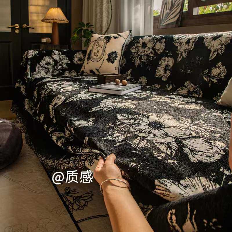 复古风沙发盖布雪尼尔新款四季通用沙发巾防滑全盖布罩高级感盖巾