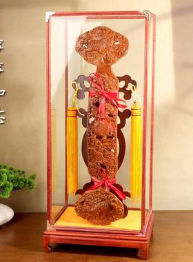 桃木如意摆件家居客厅镇宅招财开业送礼玄关办公室酒柜木雕工艺品