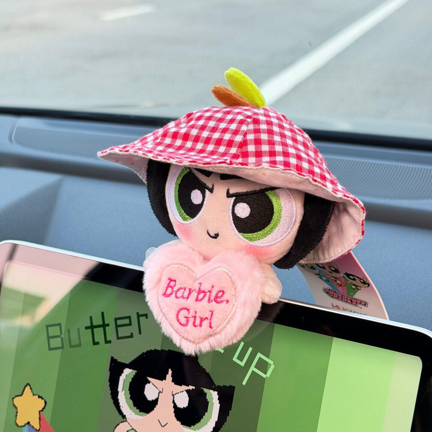 马路女鲨手爱心飞天小女警中控台摆件汽车车内屏幕趴趴车载玩偶
