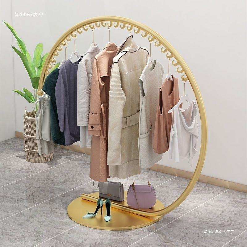 家用衣帽架卧室阳台落地衣架服装店展示架商场落地衣架展示架铁艺