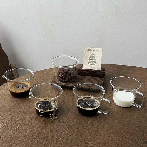 咖啡萃取杯咖啡萃取杯带手把美式浓缩取量杯刻度倒奶杯调汁杯牛奶