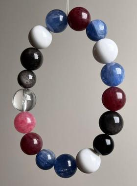 原创天然水晶多宝手链牛油果绿阿拉善手串叠戴翡翠手串女款