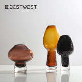 博西家居 饰品花器 彩色创意火炬花瓶水培玻璃花瓶样板间花器软装