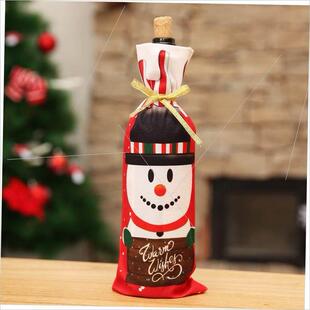 Christmas table bottle holder card Red bottle holder酒瓶套