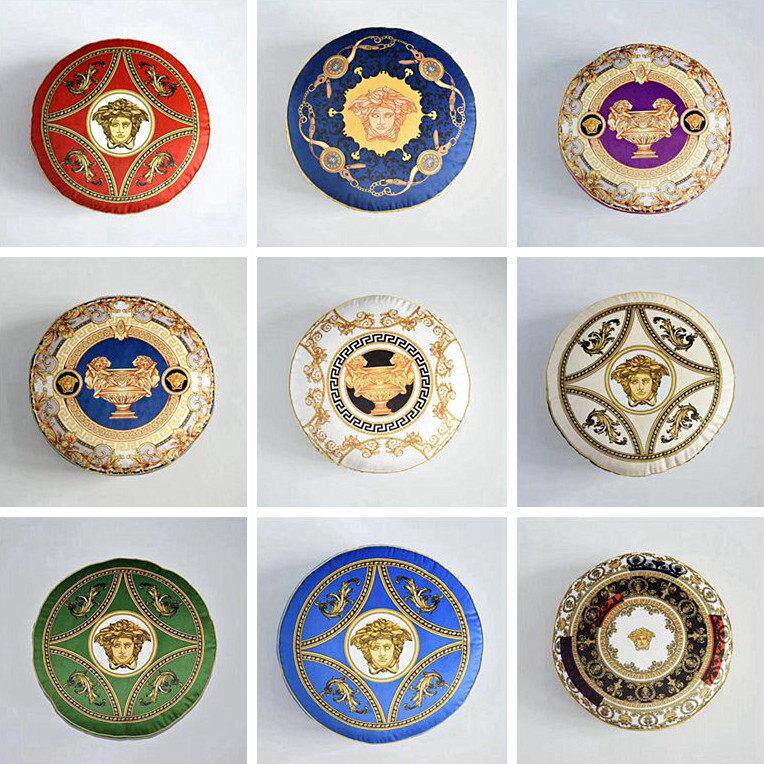 奢华欧式双面印花丽丝绒蒲团圆形靠垫样板间装饰沙发飘窗抱枕含芯