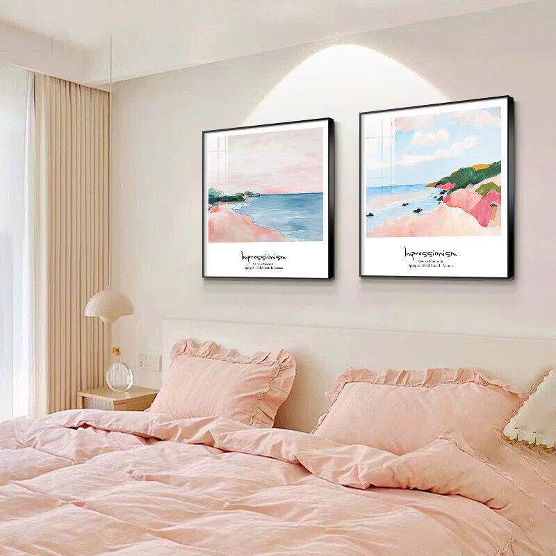 北欧风卧室装饰画ins床头挂画小清新海边风景挂画温馨房间壁画