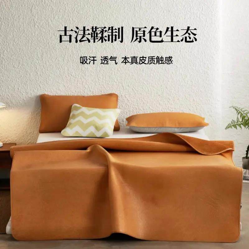 新款直销牛皮席加厚整张无涂层清水硬席真牛皮头层水牛皮凉席1.5m