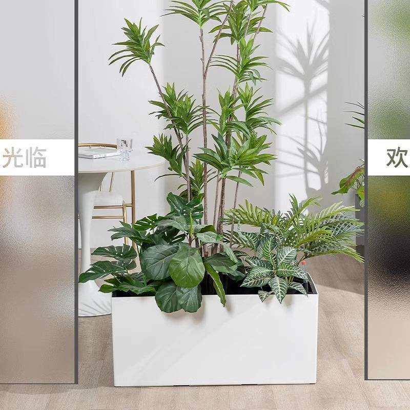 带轮可移动树脂懒人自吸水花盆北欧大号长方形花槽花箱隔断种植箱
