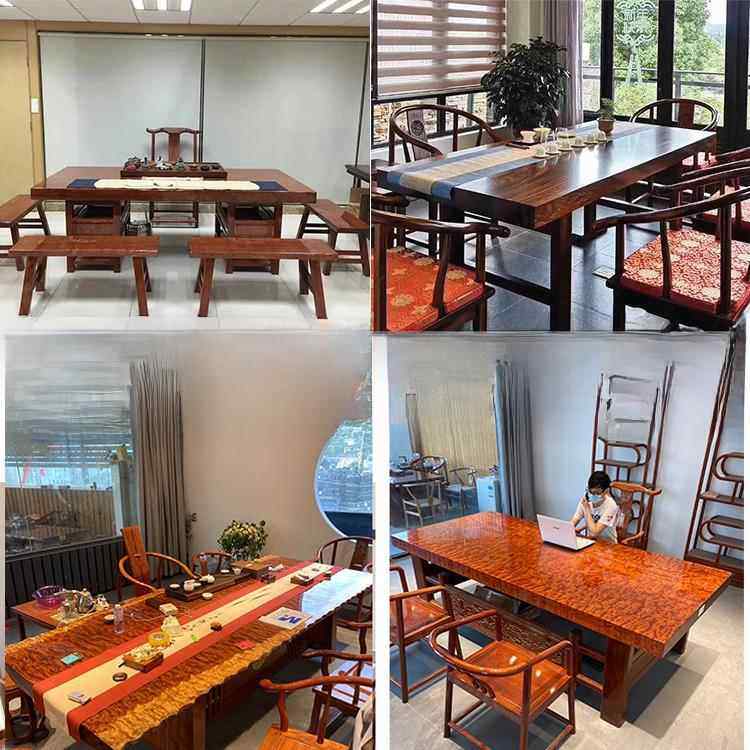 高档桃檀木实木原木坎大板茶桌茶台办公胡书桌整块茶板工作台奥黑