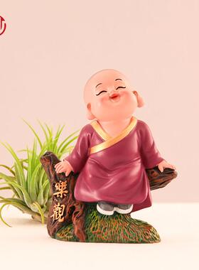 可爱情绪小沙弥摆件 妙工坊创意装饰摆件 茶室禅意小和尚摆饰