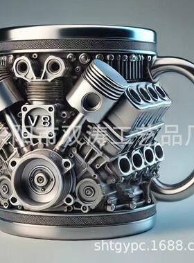 跨境爆款V8V6马克杯创意树脂不锈钢水杯个性咖啡杯礼品摆件厂家