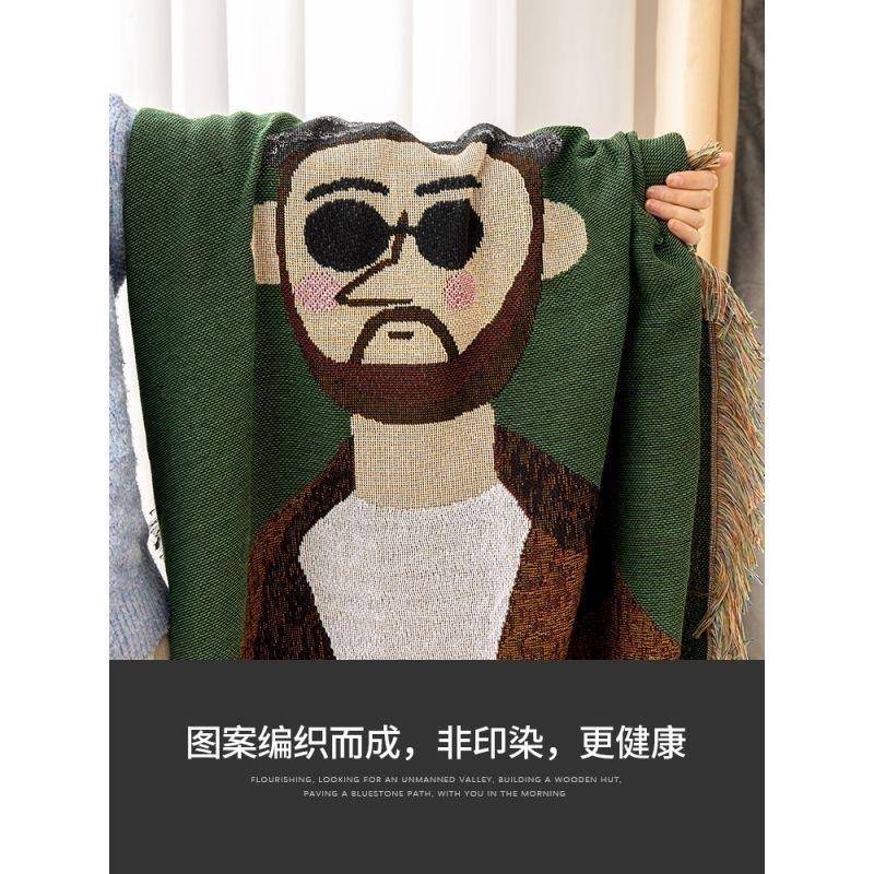卡通大叔与萝莉盖巾四季通用多功能线毯沙发巾露营野餐装备