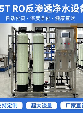 源头工厂0.5吨/小时RO反渗透水处理设备玻璃钢罐高脱盐率出水自饮