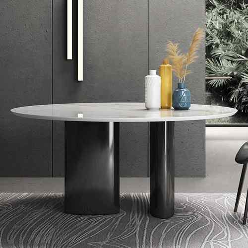 现代约板圆桌家岩简用10人8人带转餐桌酒店别墅CZ109#旋盘转大圆