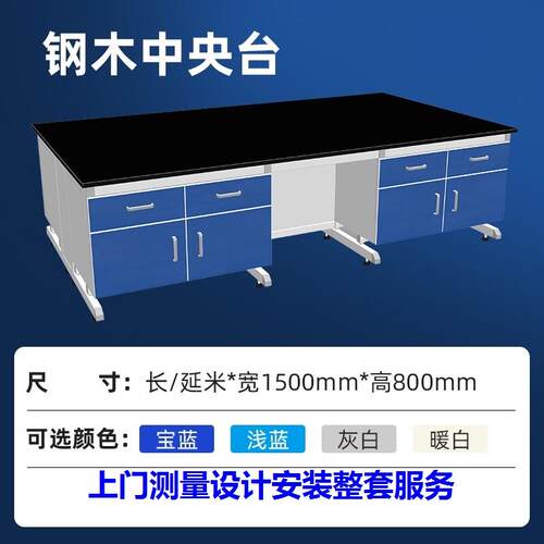 实验台医院研究所全钢中央台通风橱柜实验室物理钢木防腐操作台