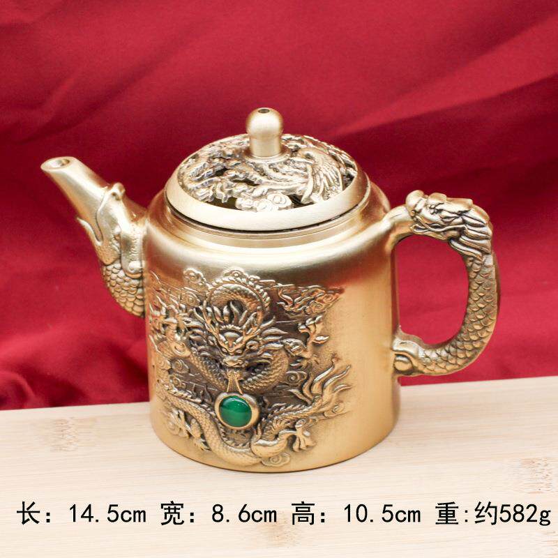 黄铜龙凤戏珠茶壶水壶大容量套装泡茶家用酒壶中式高档龙凤壶桌面