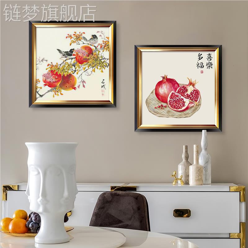 网红新式装画饰画厅画中饭入户玄关过道桌走餐廊壁国画玉满挂金堂