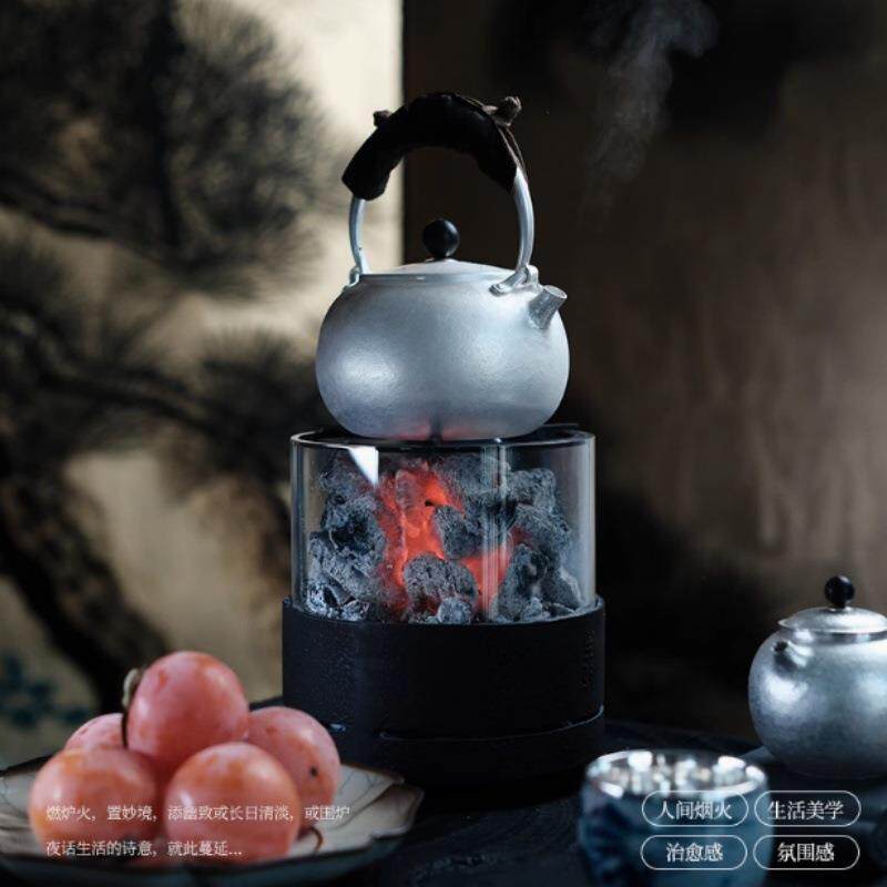 围炉煮茶日式炉事可观火炭炉铸铁家用茶室户外明火煮茶炉煮茶器