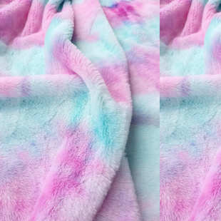 小兔毛扎染面料12毛500G毛绒布料 毛绒布料厂 七彩渐变小兔毛服装