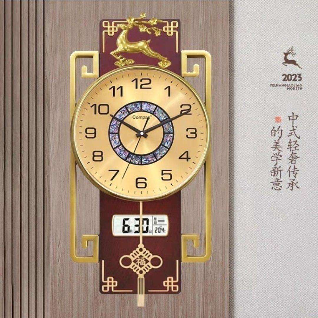 上海三五挂钟客厅钟表新中式家用创意时尚2024新款时钟挂墙石英钟