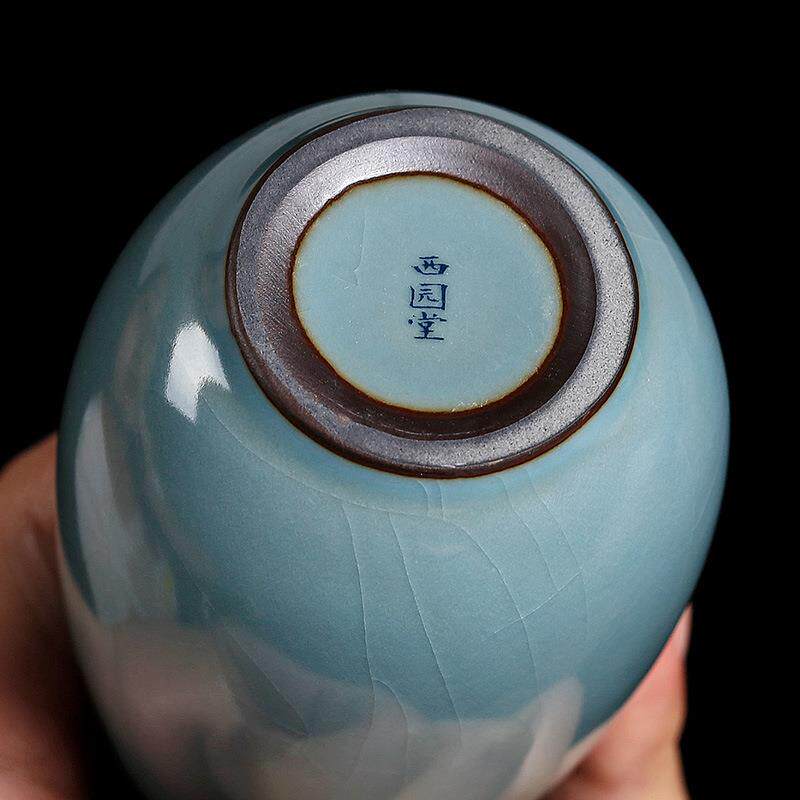 汝窑陶瓷花瓶汝瓷器中式花插装饰品茶桌茶台摆件配件茶具新中式