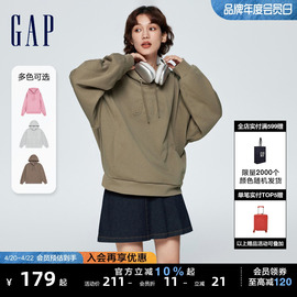 gap女装春季3d浮雕logo慵懒风美式复古纯色，运动连帽卫衣429363