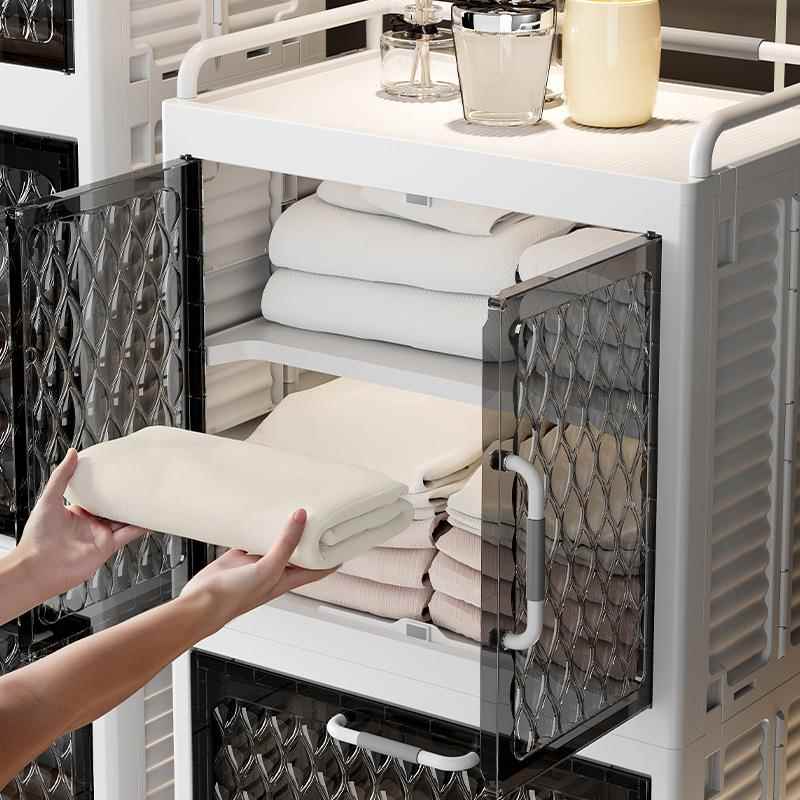 脏衣F990篮用叠衣服收纳层置物家架分带轮浴室可折开门式收纳柜脏