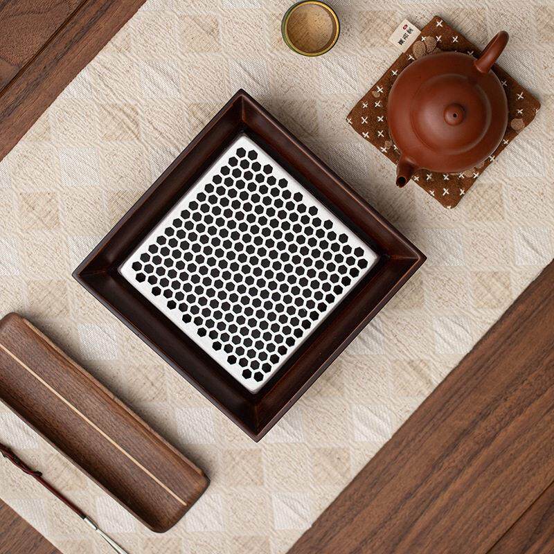 竹制干双湿两用茶盘家用功夫茶具托盘中式海茶具层台储茶水壶9160