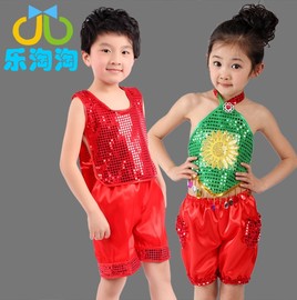 六一儿童演出服小荷风采幼儿园，儿童六一表演女童红绿肚兜舞蹈服