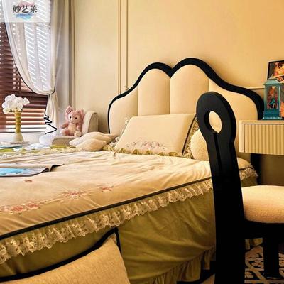 法式复古真皮床蝴蝶奶油风主卧大床储物高端大气双人床互不打扰床