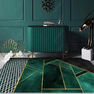 轻奢风厅地毯墨绿客色简约地后现代毯地茶几毯卧室床下毯家用 正品