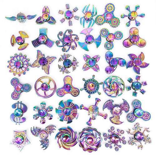 Rainbow Metal Fidget Spinner Toys Stainless Steel Bearing Hi