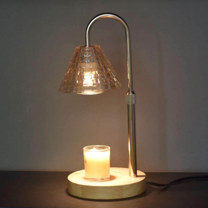 美式香熏灯融蜡灯玻璃琥珀斗笠实木可升降跨境定时调光装饰台灯