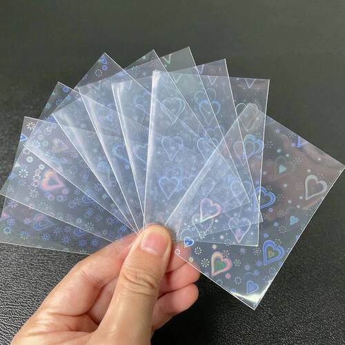 100pcs Board Game Card Sleeves Sweet Heart Foil Transparent
