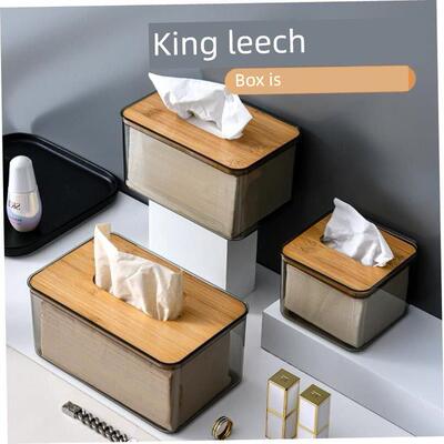 tissue box room paper storage napkin holder 收纳竹盖纸巾盒