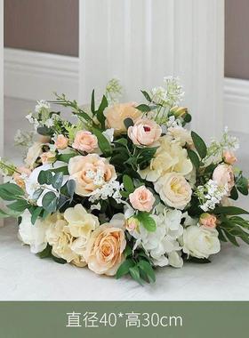 婚礼布置路引花球花柱罗马圆柱套装甜品台摆件商场橱窗摆香槟绢花