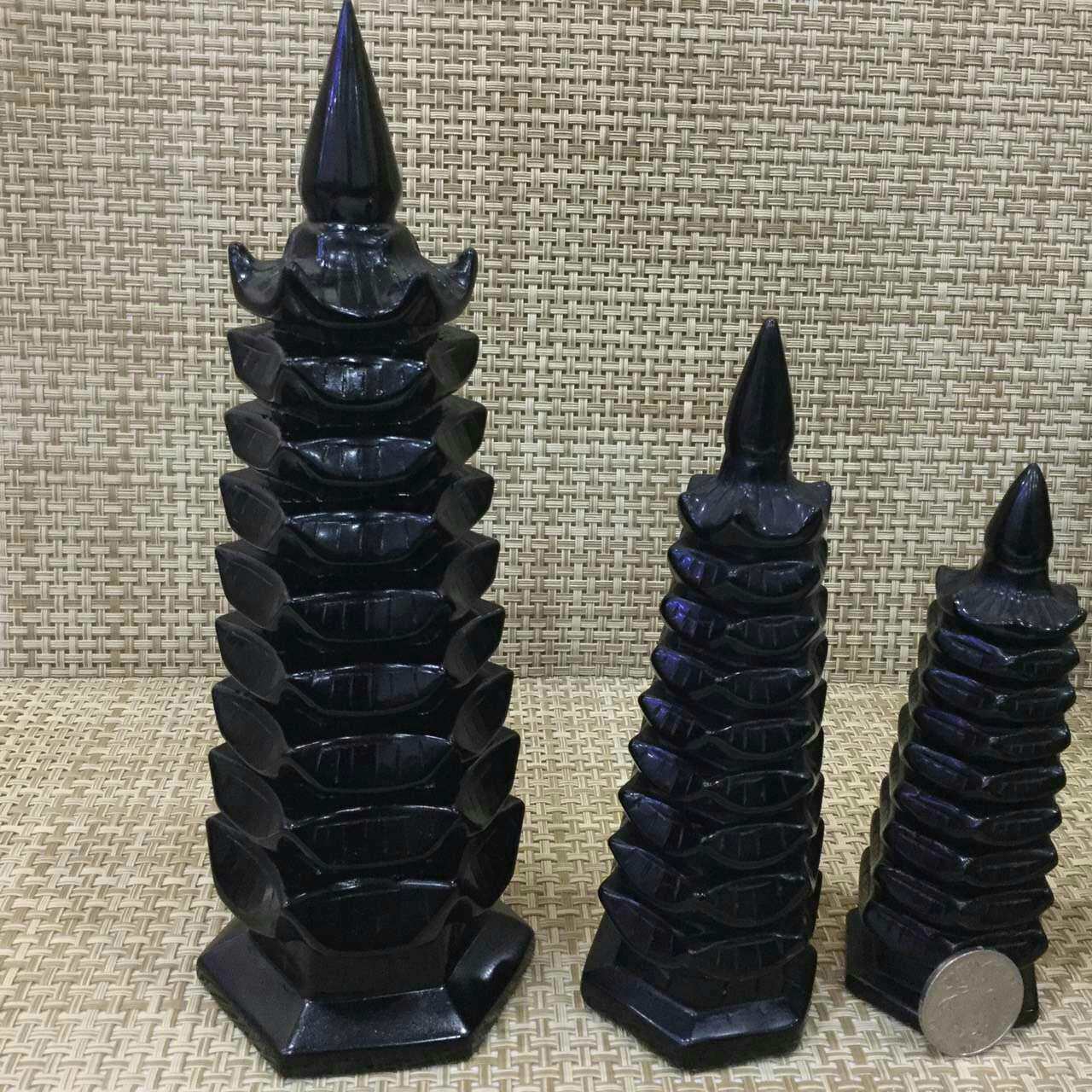 艺丰水晶 供应黑曜石文昌塔风水摆件大中小号 工艺品