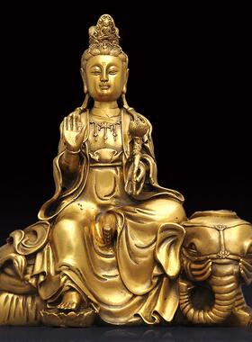 全铜文殊普贤菩萨摆件寺庙铜像菩佛像摆件本命佛家居用供奉工艺品