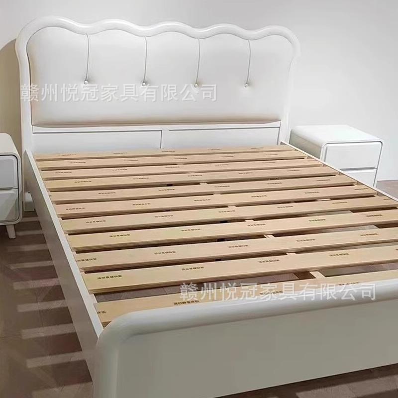 主白色实木床奶室风现YG-BY M2代简约单双人油床1米8轻奢1.5m北欧