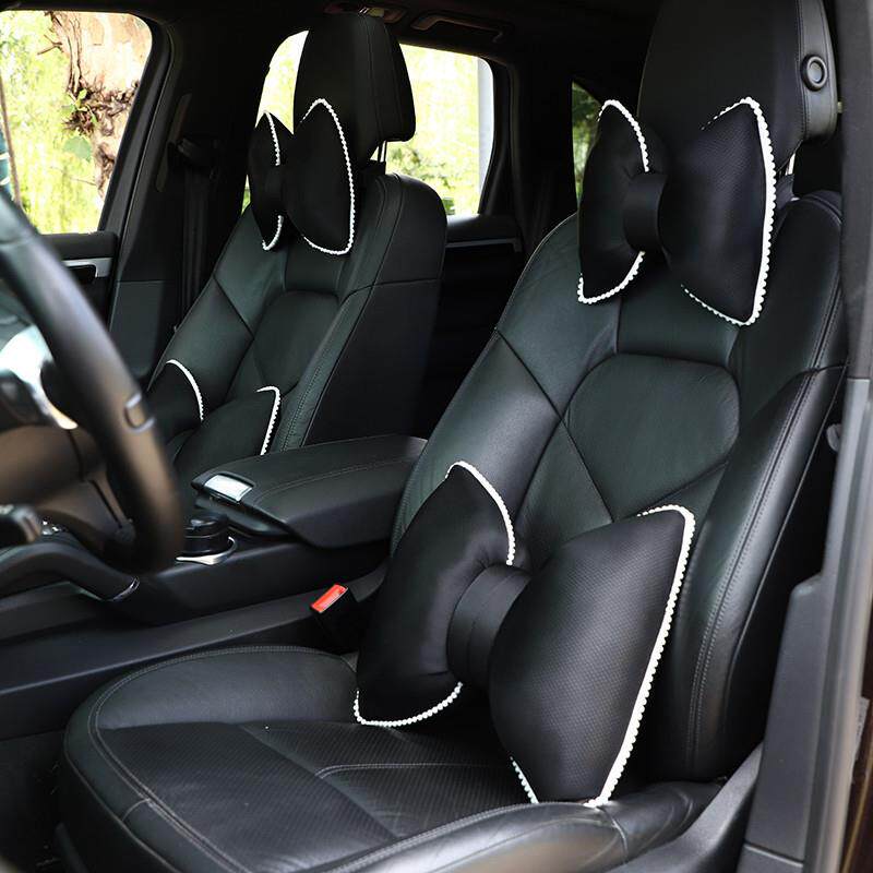 汽车头枕靠枕四季通用 夏季冰丝可爱蝴蝶结车枕靠垫 车用腰靠抱枕