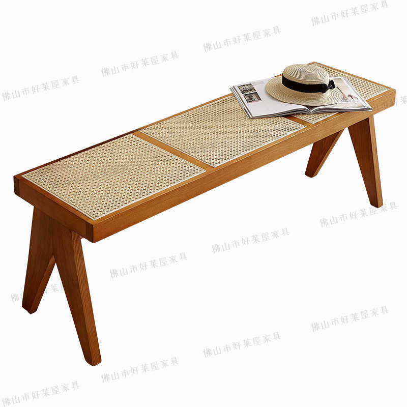 实木藤编长凳昌迪加尔长条凳客厅餐厅民宿家用换鞋凳子中古小长凳,住宅家具,餐椅,淘宝优惠券,粉丝福利购,淘宝优惠卷