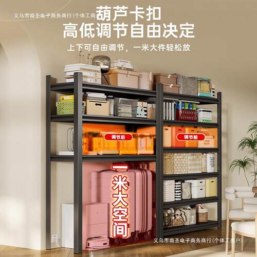 家用货架多层置物架落地阳台超市快递收纳架展示架钢制杂物储藏间