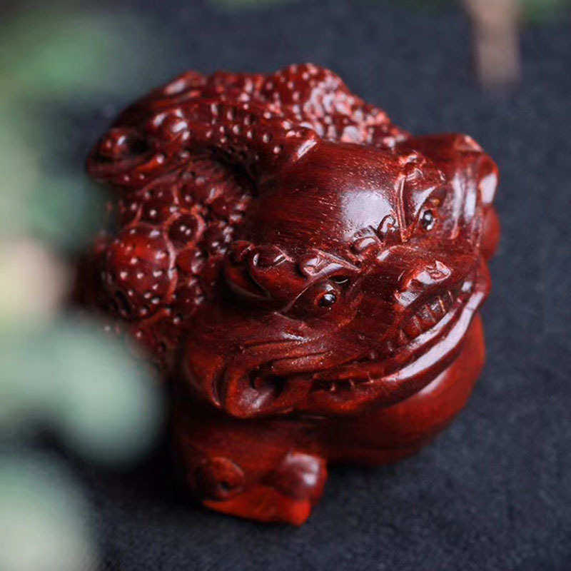 手把手蟾文玩 紫檀创意摆件嘴小叶品茶雕刻宠金大户件复古礼红木