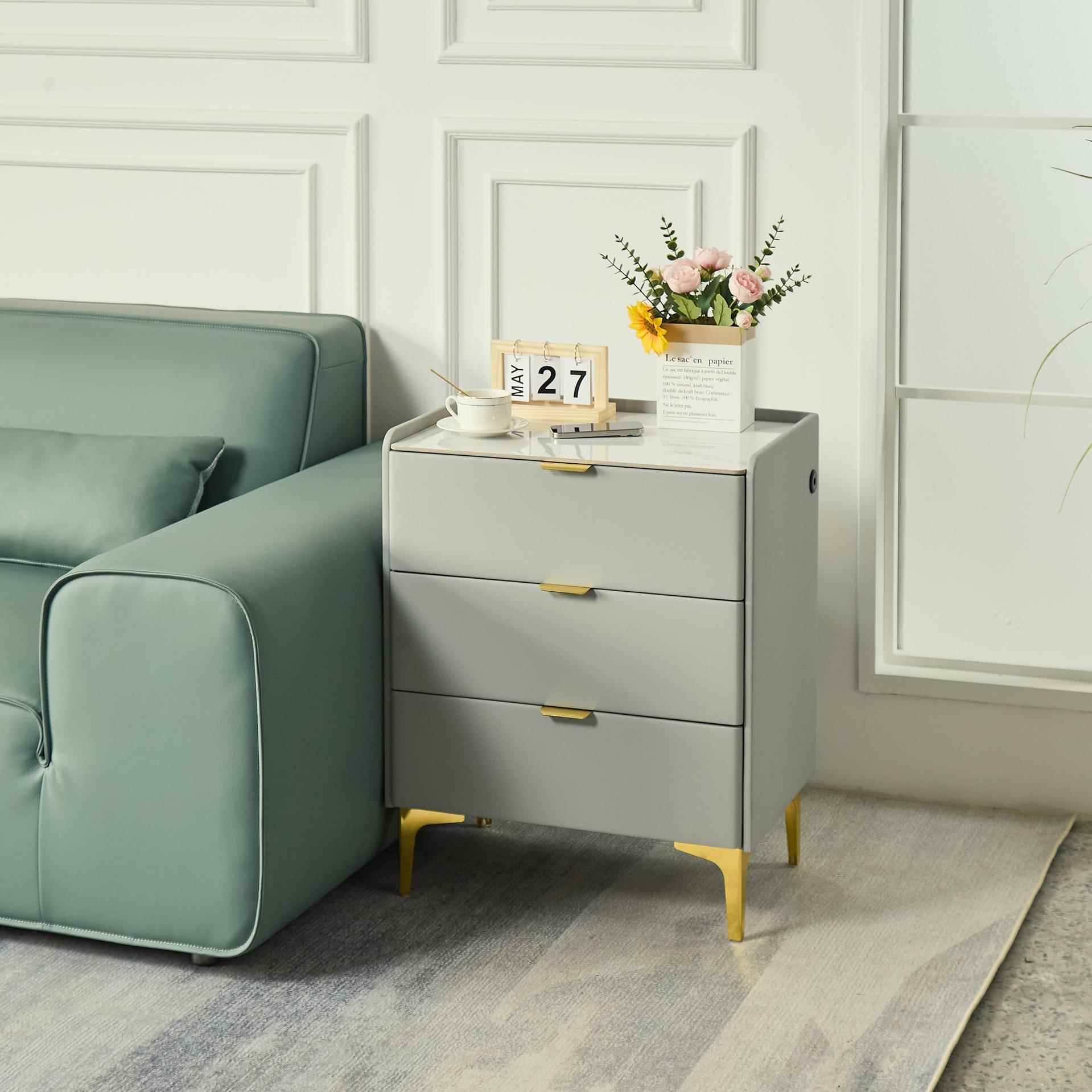 路易丹尼实木边几沙发客厅侧边可移动无线充电创意茶几小桌子